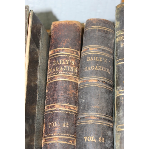 555 - A large qty of assorted antique books, mainly 19th century leather bound