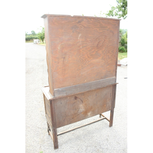 67 - A vintage oak dresser with barley twist legs, approx 125cm wide