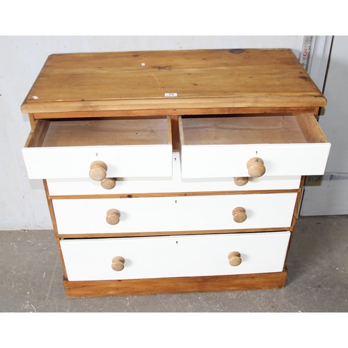 73 - A Victorian 2/3 pine chest of drawers, partially painted