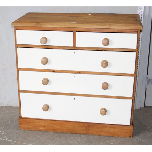 73 - A Victorian 2/3 pine chest of drawers, partially painted