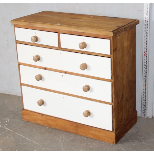 73 - A Victorian 2/3 pine chest of drawers, partially painted