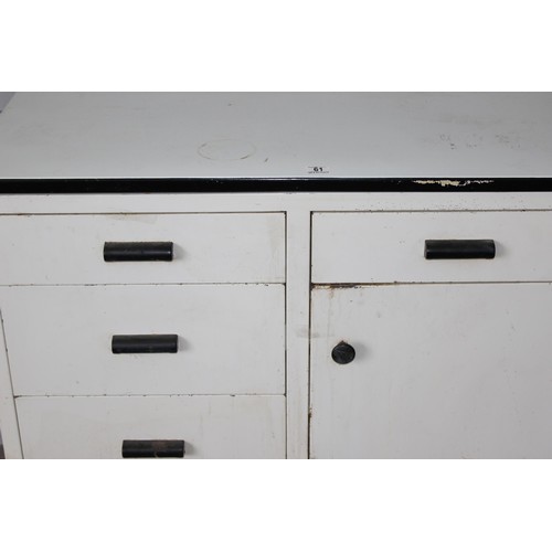 61 - A vintage enamelled metal kitchen unit, 5 drawers & a cupboard by Culbinet