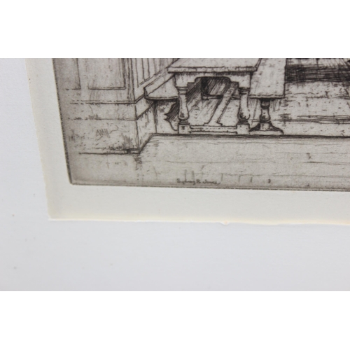 414 - Sydney R Jones - Etching depicting Middle Temple Hall, signed in pencil with Kirk & Co gallery label... 