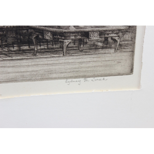 414 - Sydney R Jones - Etching depicting Middle Temple Hall, signed in pencil with Kirk & Co gallery label... 