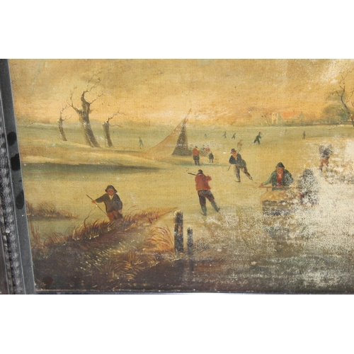 415 - Dutch School (19th Century) Oil on Canvas depicting a winter scene ,seemingly unsigned and likely 19... 