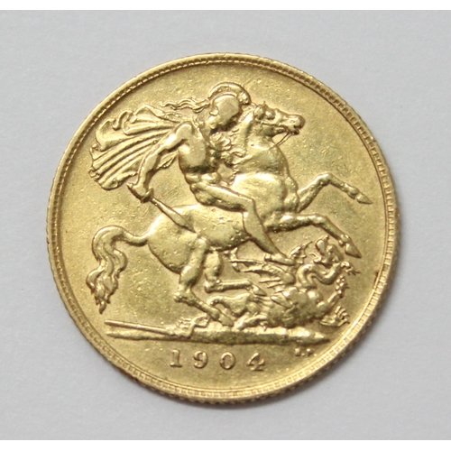 Edward Vii 1904 Gold Half Sovereign Coin