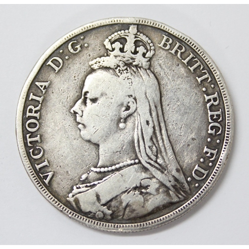 1306 - Victorian 1888 silver crown coin