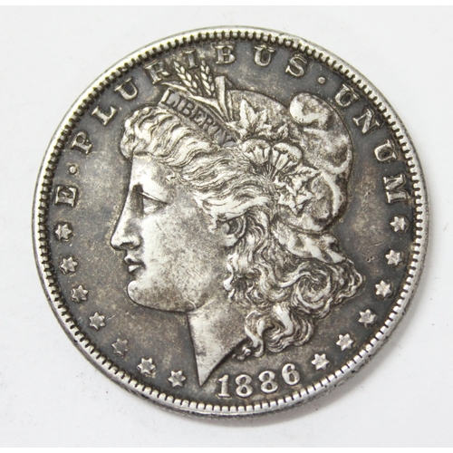 1315 - American 1886 silver Morgan dollar coin, approx 26.71g gross