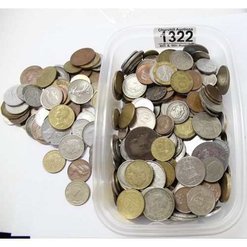 1322 - Quantity of world coins, approx 1.4kg gross