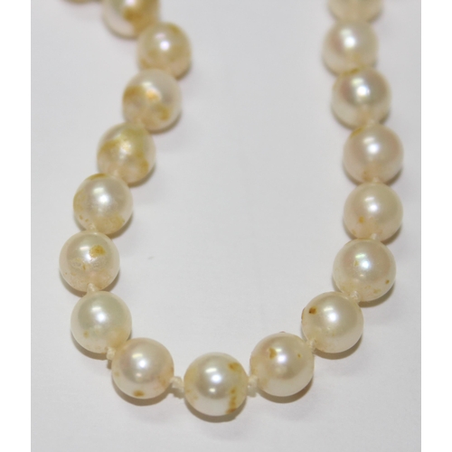 1224 - Mikimoto cultured pearl necklace and bracelet both with 9ct clasps and paperwork