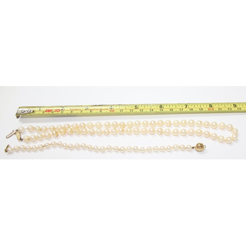 1224 - Mikimoto cultured pearl necklace and bracelet both with 9ct clasps and paperwork