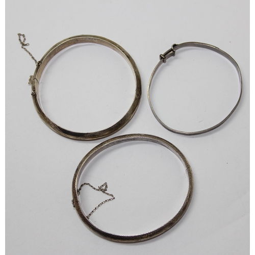 1229 - 3 silver bangles, 2 marked sterling & one 925,  approx 28.3g gross