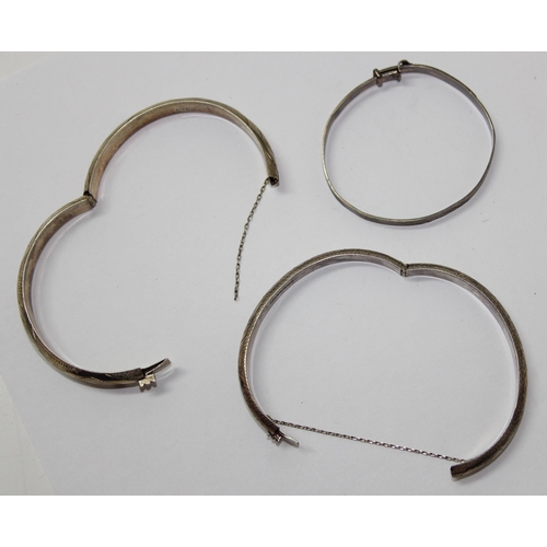 1229 - 3 silver bangles, 2 marked sterling & one 925,  approx 28.3g gross