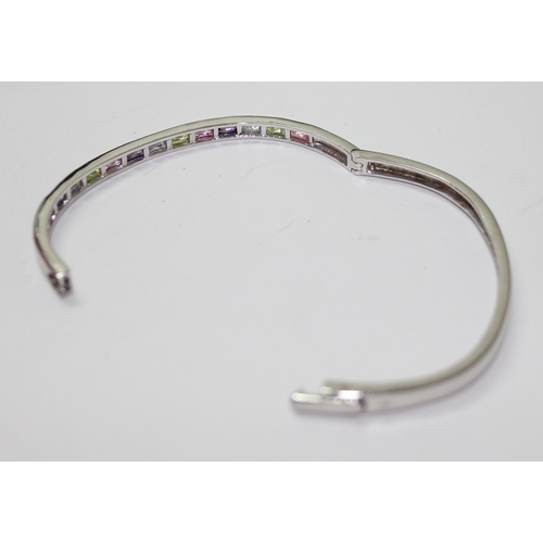 1230 - Silver bracelet with several coloured stones, marked 925, approx 12g gross