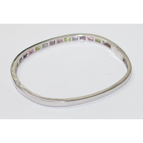 1230 - Silver bracelet with several coloured stones, marked 925, approx 12g gross