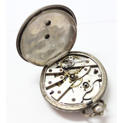 1405 - 2 ladies silver fob or pocket watches, both Birmingham 1896 makers J.T and L.C