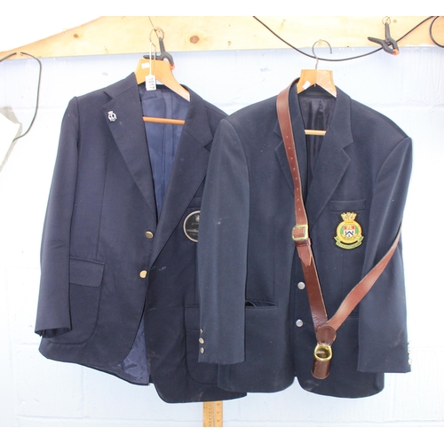 1017 - 2 Navy related blazers and a vintage leather Scout flag pole holder (3)