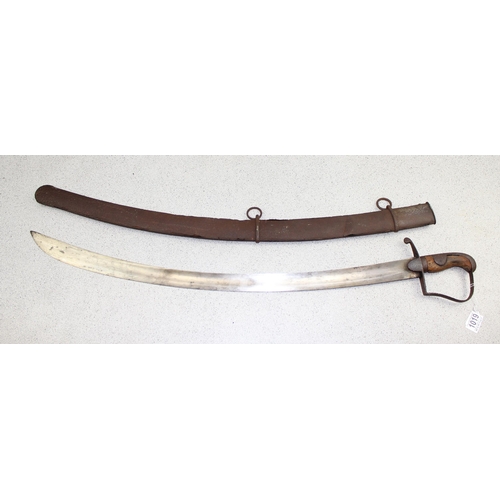 1019 - Antique sword in sheath believed to be a 1796 pattern light cavalry sword, blade free from marks