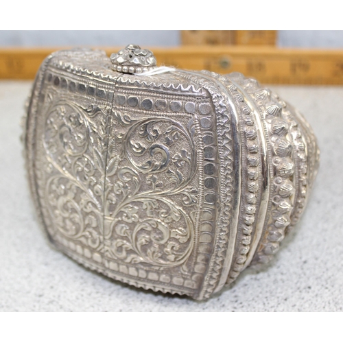 1126 - 2 Indian or Omani white metal (likely silver but unmarked) bangles or anklets with engraved decorati... 