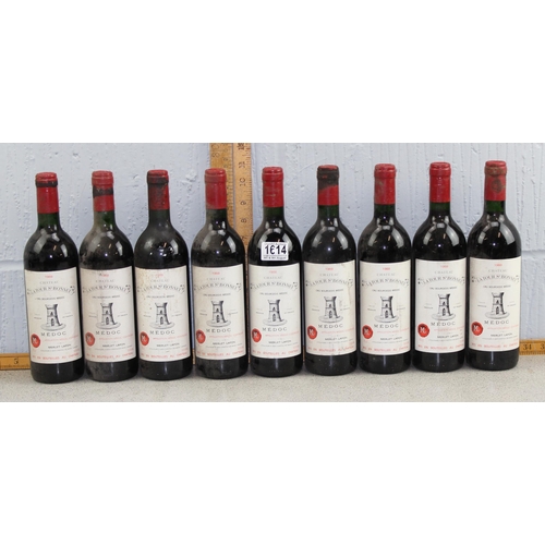 1614 - 9 bottles of 1988 Chateau Latour St Bonnet Medoc red wine, 75cl bottles