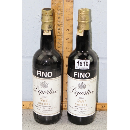 1619 - 2 bottles of vintage Deportivo Seco Olympic Sherry