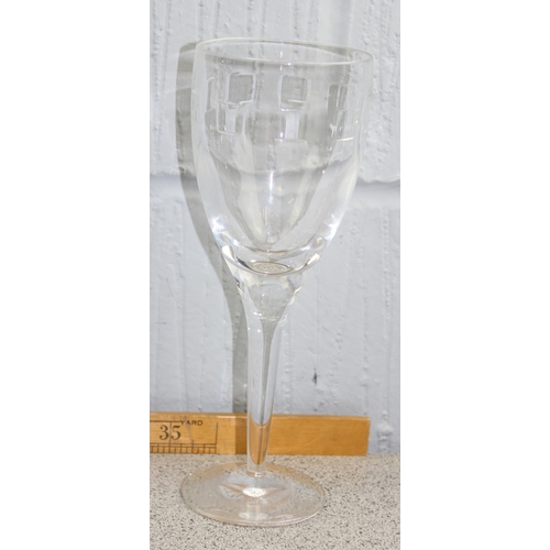 1628 - A set of 6 John Rocha for Waterford crystal large wine glasses, Geo pattern, approx 23cm tall