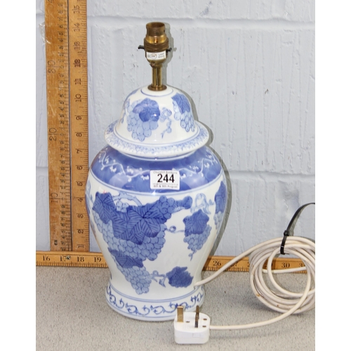 244 - Modern Chinese blue & white lamp base