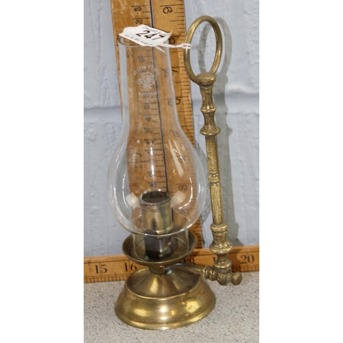 247 - Brass and glass candle lamp