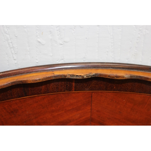 283 - A large antique marquetry serving tray with Sheraton style inlay