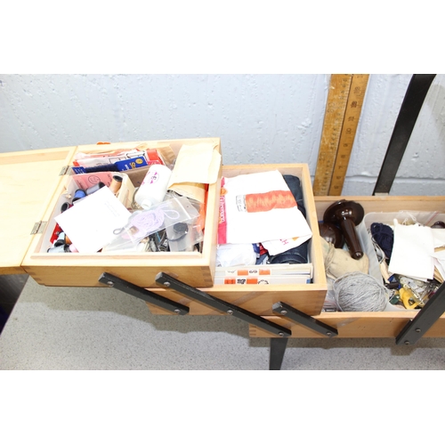 284 - Retro concertina sewing box and contents