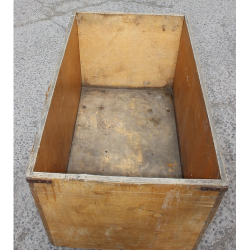 351 - Vintage wooden garden trolley or box on wheels, make a great planter