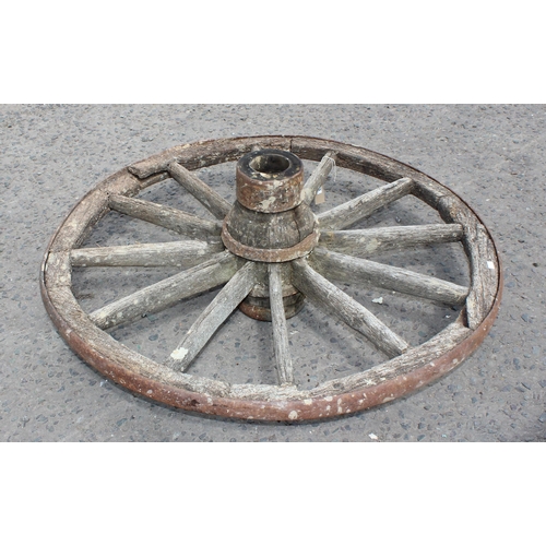 353 - Vintage wooden and iron banded cartwheel