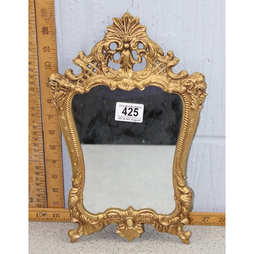 425 - A small vintage gilt metal framed wall mirror, Rococo style