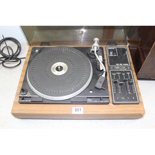 801 - Van Der Molen retro record turntable and a vintage HMV radio (2)