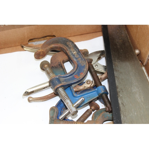 881 - Qty of mixed tools to inc G-Clamps, Nonpareil saw etc etc