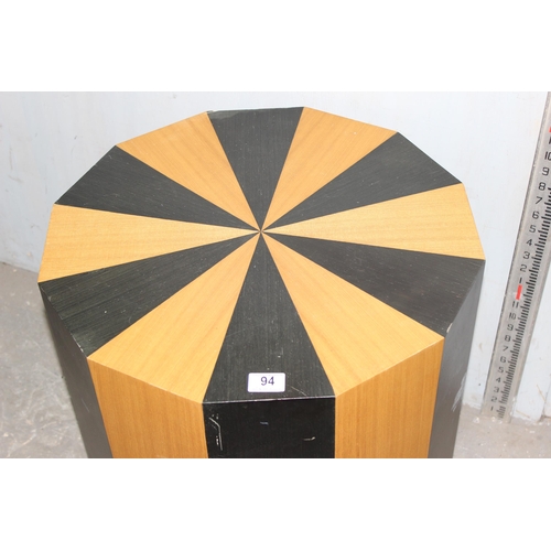 94 - An unusual 2-tone retro style wooden side table, dodecagonal shaped