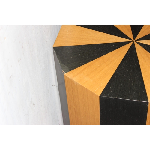 94 - An unusual 2-tone retro style wooden side table, dodecagonal shaped