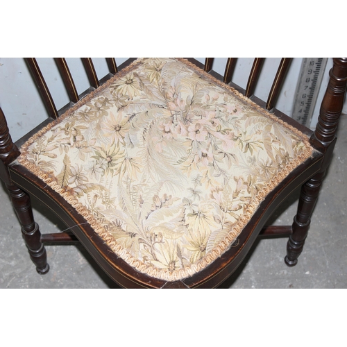 95 - An antique inlaid Edwardian corner chair