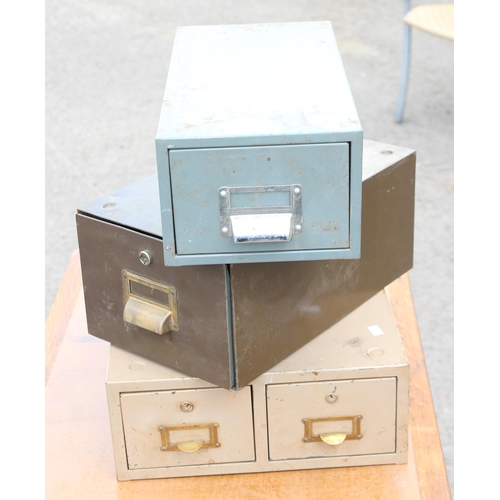 102 - 3 vintage metal filing cabinet drawers, 4 drawers total