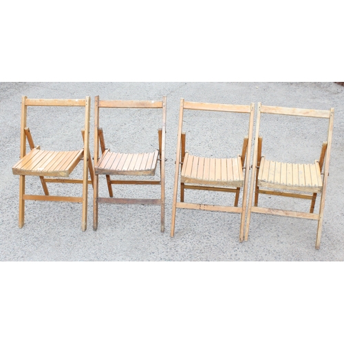 103 - 4 vintage folding wooden chairs, 1950's, one stamped