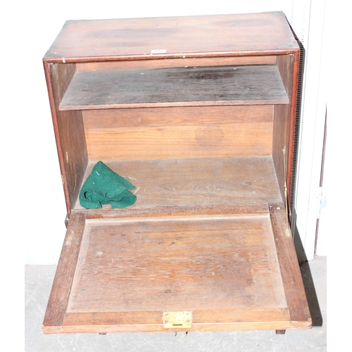 107 - Antique mahogany box with brass corners, on stand possibly a campaign desk