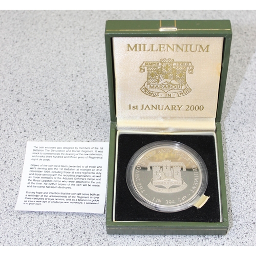 1329 - The Devon & Dorset regiment millennium coin, boxed with certificate