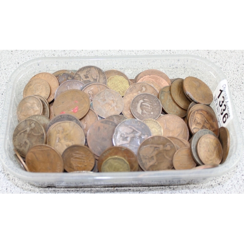 1336 - Qty of assorted mixed British coins, mainly copper, approx 2.1kg gross