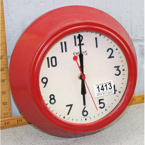 1413 - A vintage style Smiths Sectric wall clock with red case