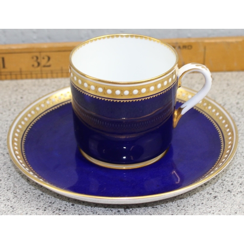 1796 - 5 antique Copeland Spode coffee cans and saucers, royal blue & gilt