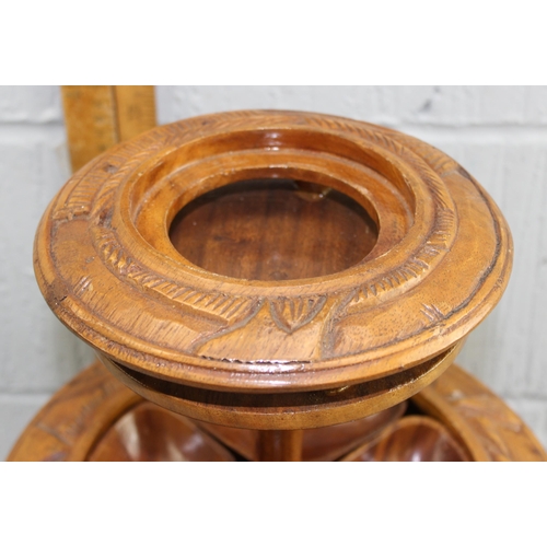 291 - A large wooden 2 tier lazy Susan serving dish