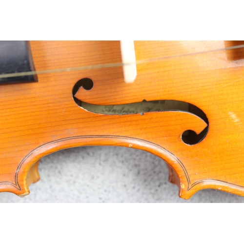 666 - Andreas Zeller – Romanian hand built violin with spruce grain front and solid maple back with ebony ... 