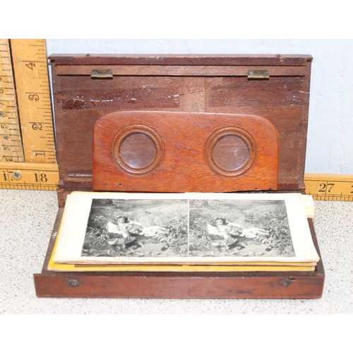 1636 - Antique stereoscopic viewer and cards