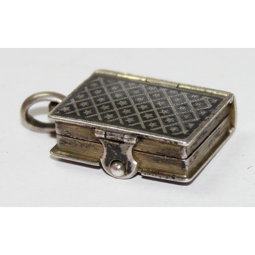 1134 - White metal and enamel miniature Albert chain photo album