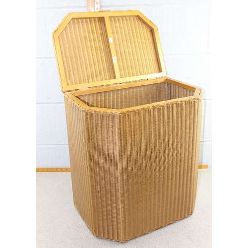 120 - Vintage gold painted Lloyd Loom linen basket